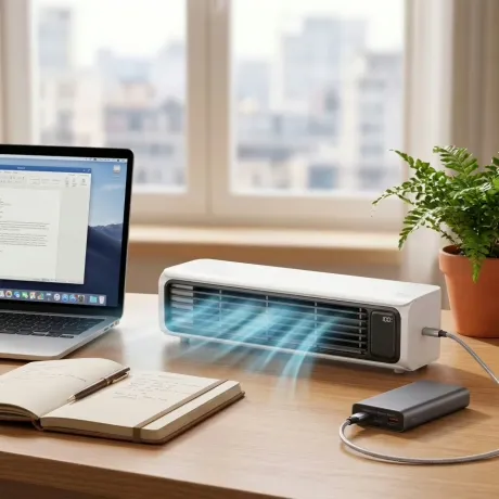 BreezyMaxx bladeless cooler — low energy use vs traditional AC